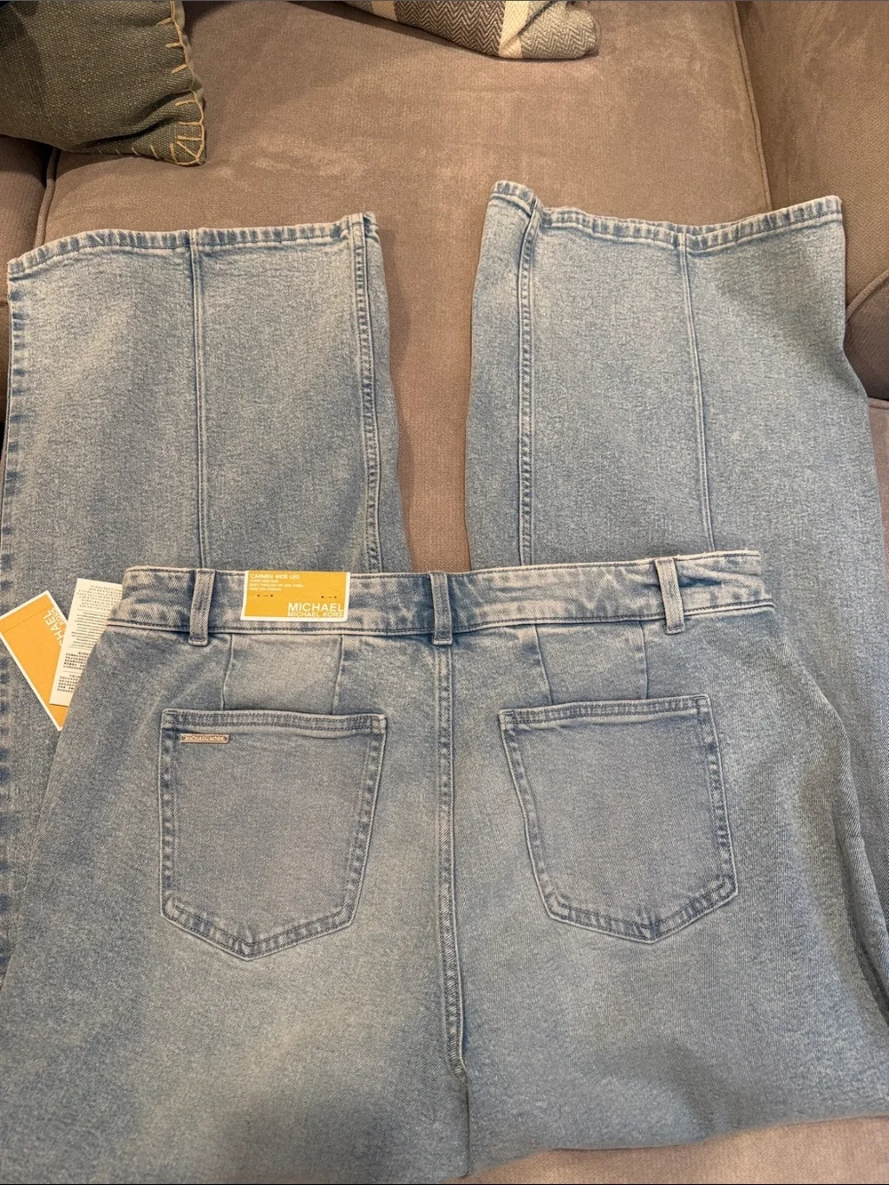NWT Michael Kors “Carmen” wide leg  Faded Light Blue Denim Jeans